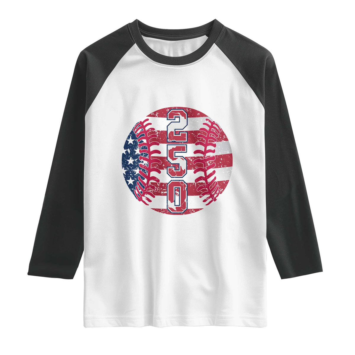 USA 250th Anniversary Baseball Raglan Shirt Patriotic Athlete Gift TS12 White Black Print Your Wear