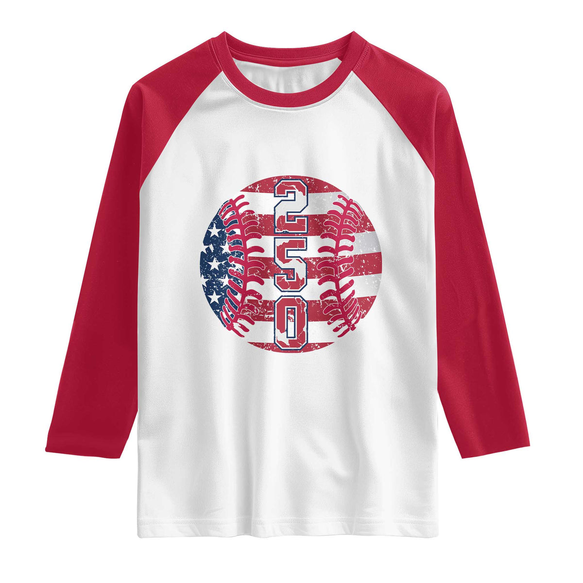 USA 250th Anniversary Baseball Raglan Shirt Patriotic Athlete Gift TS12 White Red Print Your Wear