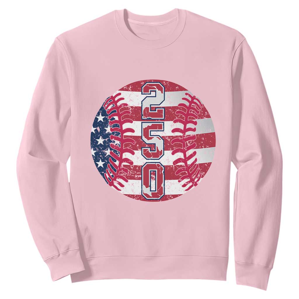 USA 250th Anniversary Baseball Sweatshirt Patriotic Athlete Gift TS12 Light Pink Print Your Wear