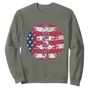 USA 250th Anniversary Baseball Sweatshirt Patriotic Athlete Gift TS12 Military Green Print Your Wear