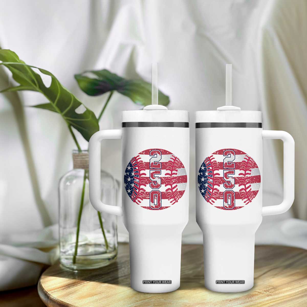 USA 250th Anniversary Baseball Tumbler With Handle Patriotic Athlete Gift TS12 Print Your Wear