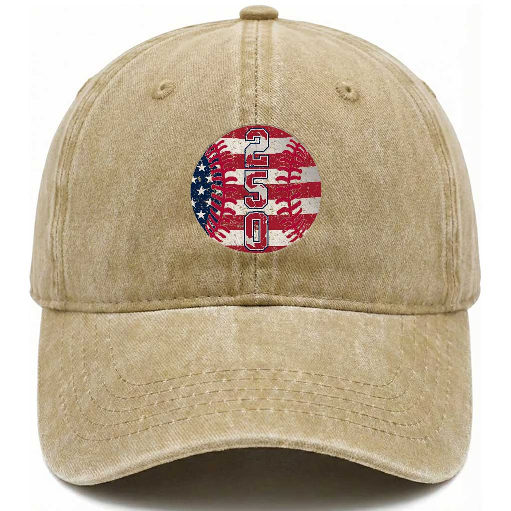 USA 250th Anniversary Baseball Washed Cotton Baseball Cap Patriotic Athlete Gift TS12 Print Your Wear