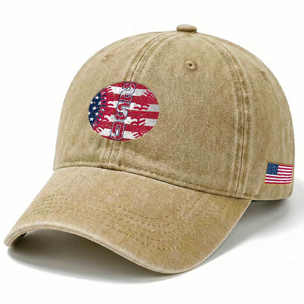 USA 250th Anniversary Baseball Washed Cotton Baseball Cap Patriotic Athlete Gift TS12 Print Your Wear