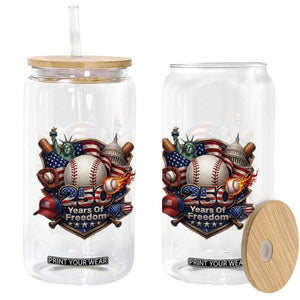 USA 250 Years Of Freedom Baseball Graphic Glass Can TS12 Print Your Wear