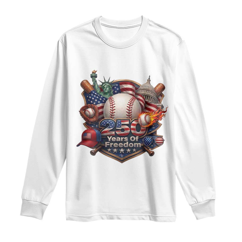 USA 250 Years Of Freedom Baseball Graphic Long Sleeve Shirt TS12 White Print Your Wear