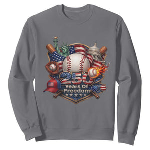 USA 250 Years Of Freedom Baseball Graphic Sweatshirt TS12 Charcoal Print Your Wear
