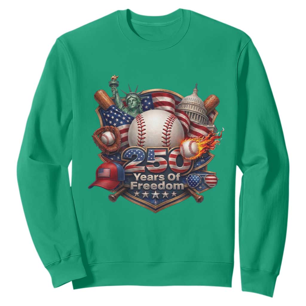 USA 250 Years Of Freedom Baseball Graphic Sweatshirt TS12 Irish Green Print Your Wear