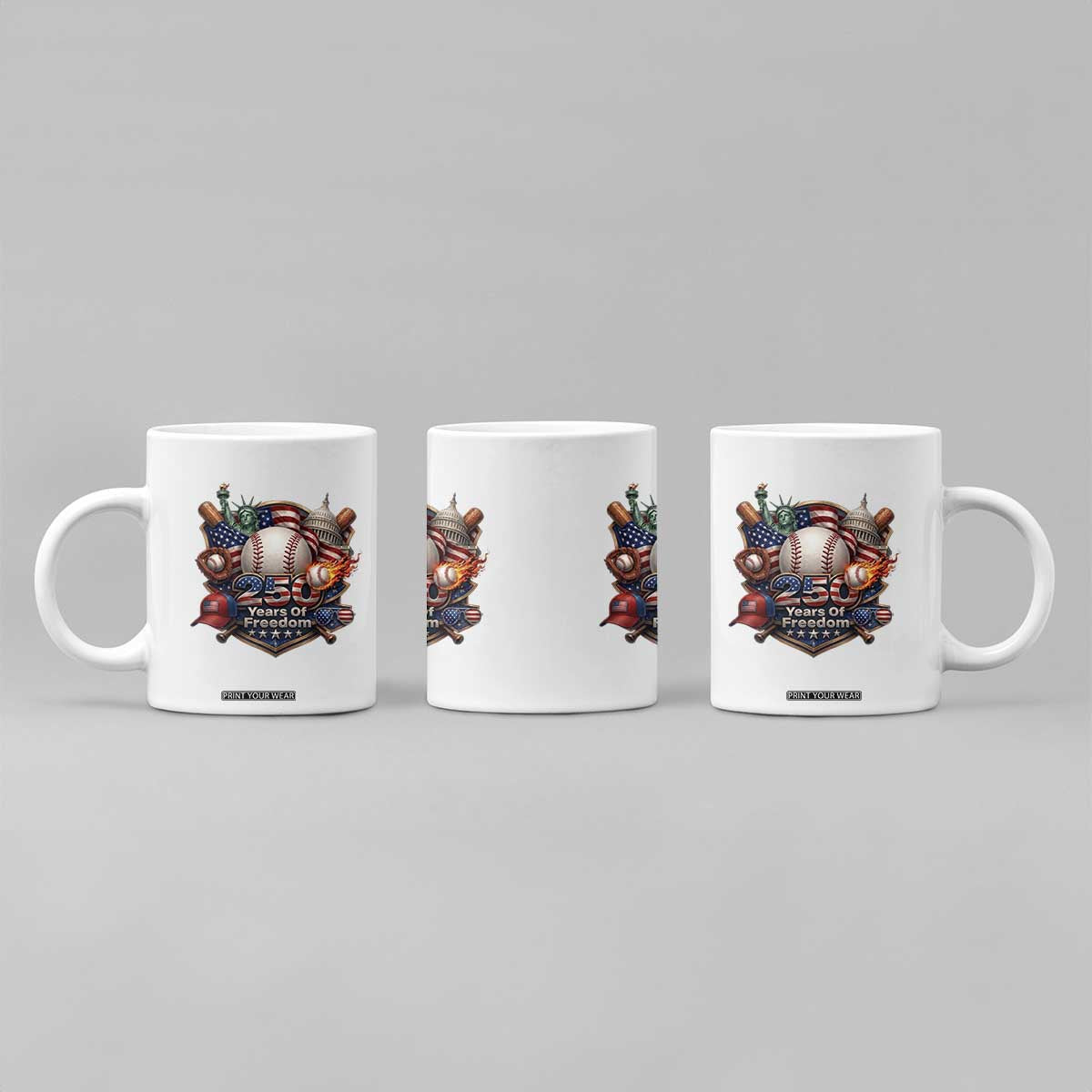 USA 250 Years Of Freedom Baseball Graphic Coffee Mug TS12 Print Your Wear