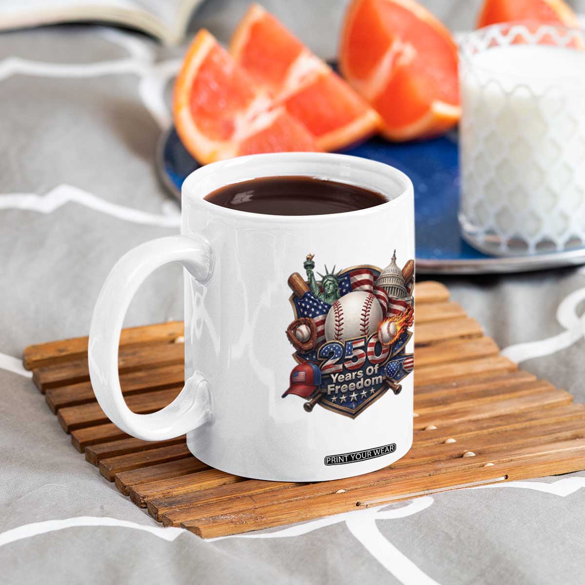 USA 250 Years Of Freedom Baseball Graphic Coffee Mug TS12 Print Your Wear