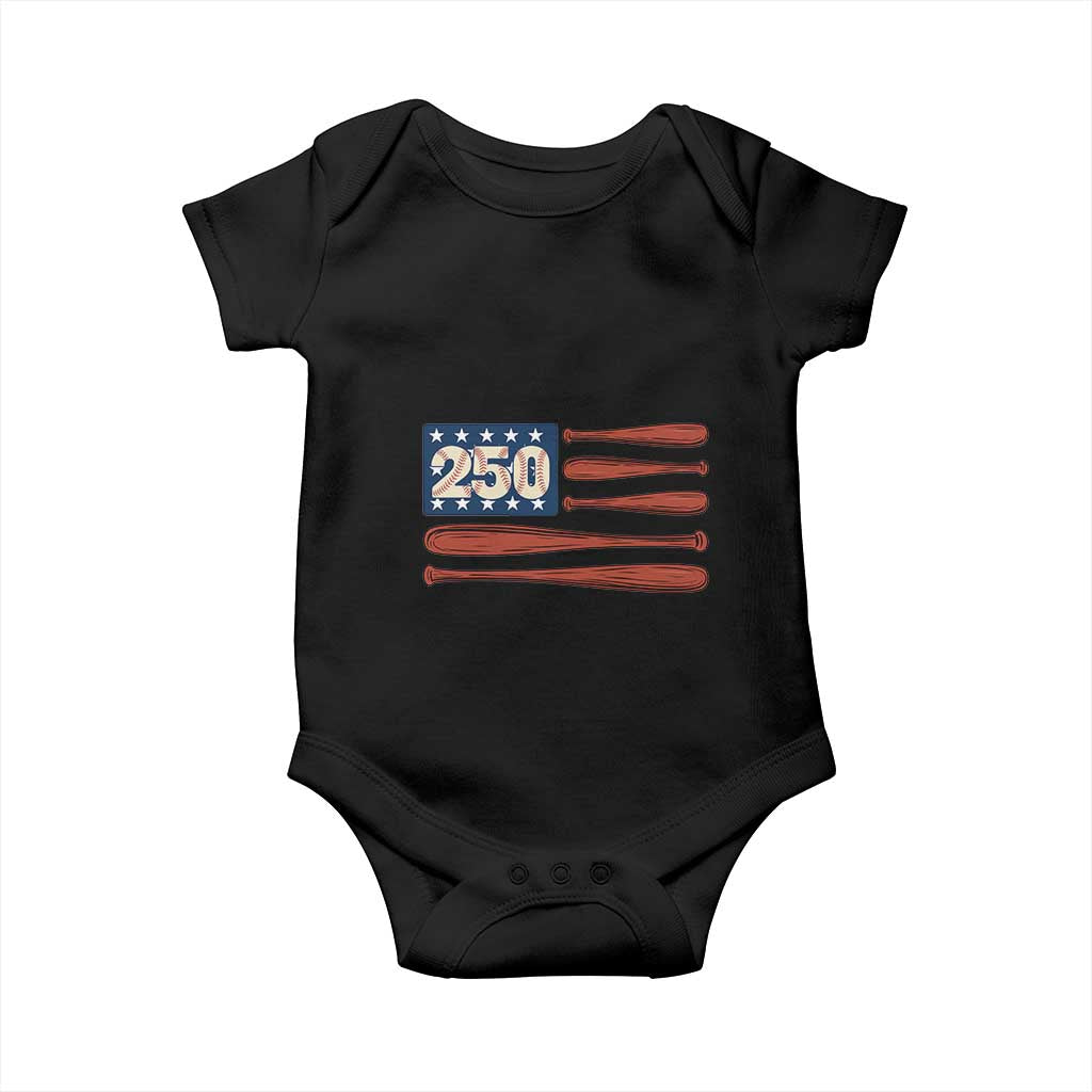 USA Flag Baseball Baby Onesie 250th Anniversary Sports Gift TS12 Black Print Your Wear
