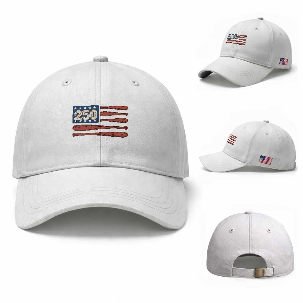 USA Flag Baseball Baseball Cap 250th Anniversary Sports Gift TS12 Baseball Cap Universal Fit White Print Your Wear