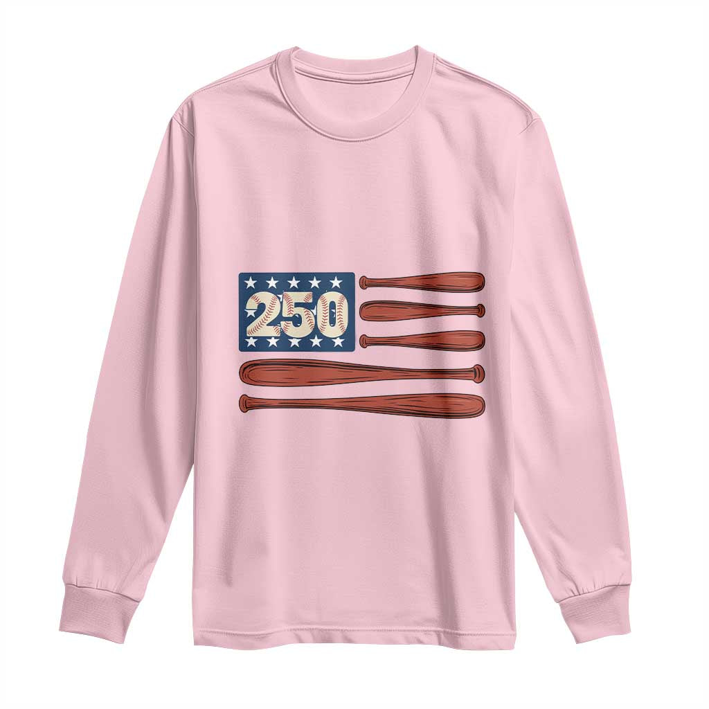 USA Flag Baseball Long Sleeve Shirt 250th Anniversary Sports Gift TS12 Light Pink Print Your Wear