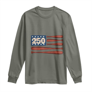 USA Flag Baseball Long Sleeve Shirt 250th Anniversary Sports Gift TS12 Military Green Print Your Wear
