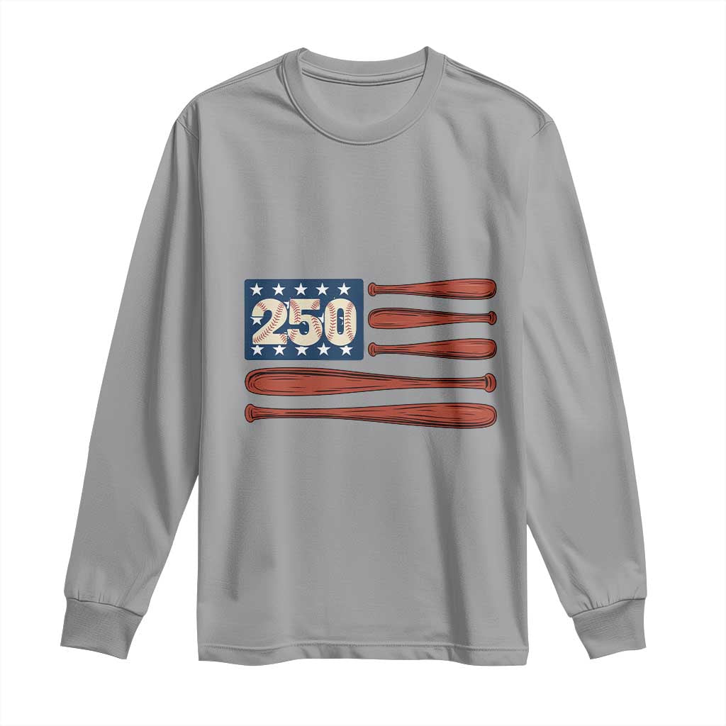 USA Flag Baseball Long Sleeve Shirt 250th Anniversary Sports Gift TS12 Sport Gray Print Your Wear
