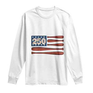 USA Flag Baseball Long Sleeve Shirt 250th Anniversary Sports Gift TS12 White Print Your Wear
