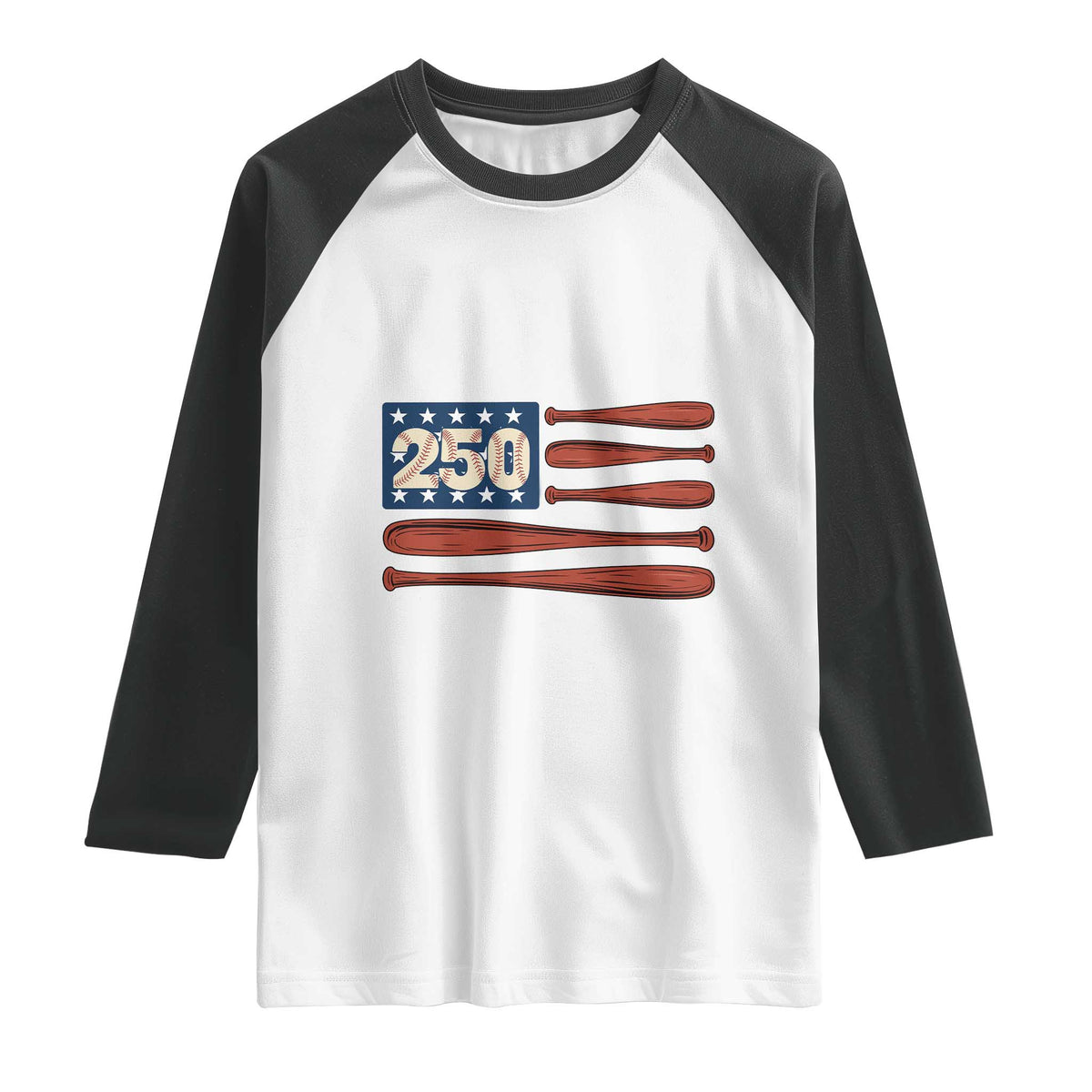 USA Flag Baseball Raglan Shirt 250th Anniversary Sports Gift TS12 White Black Print Your Wear