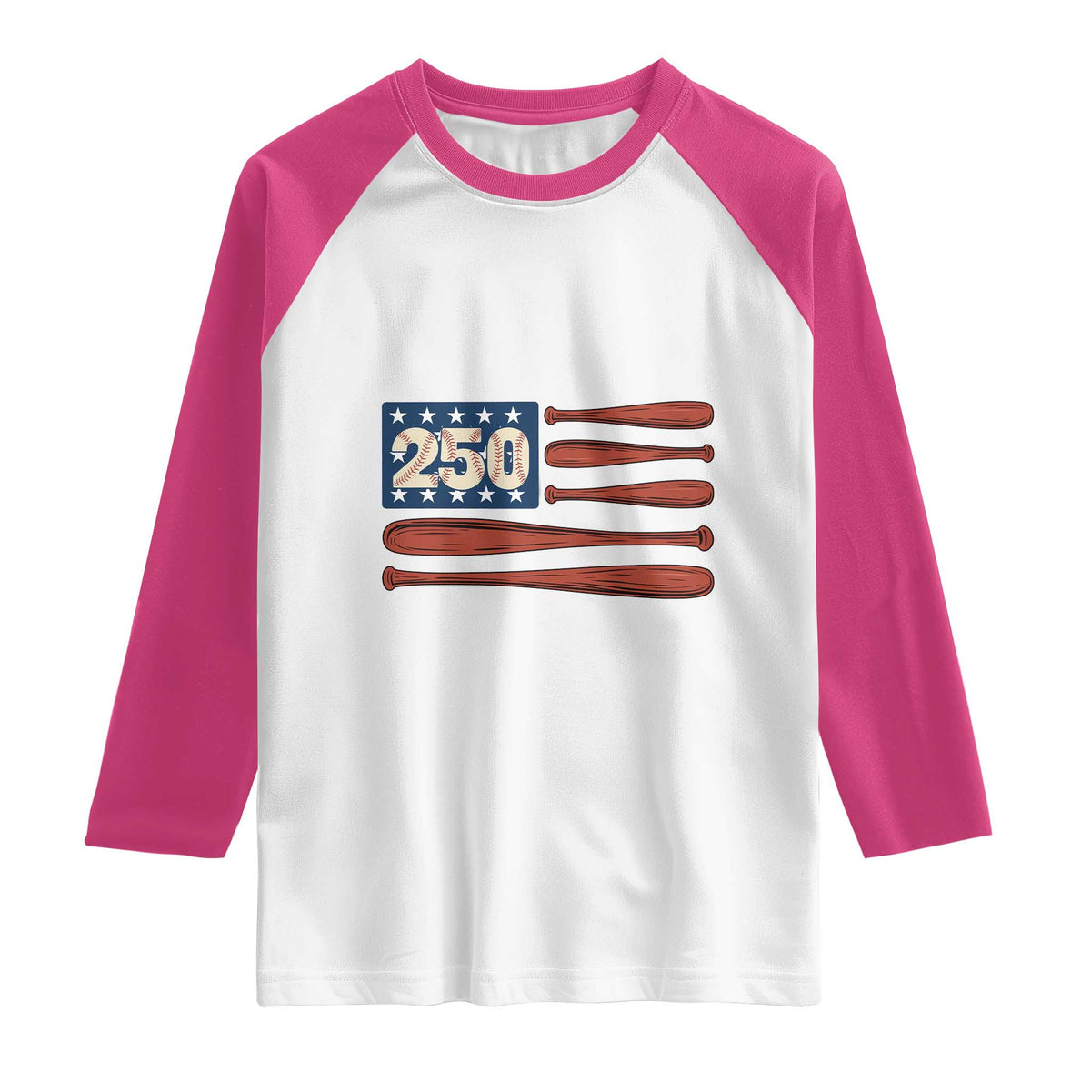 USA Flag Baseball Raglan Shirt 250th Anniversary Sports Gift TS12 White Heliconia Print Your Wear