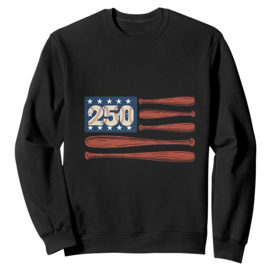 USA Flag Baseball Sweatshirt 250th Anniversary Sports Gift TS12 Black Print Your Wear