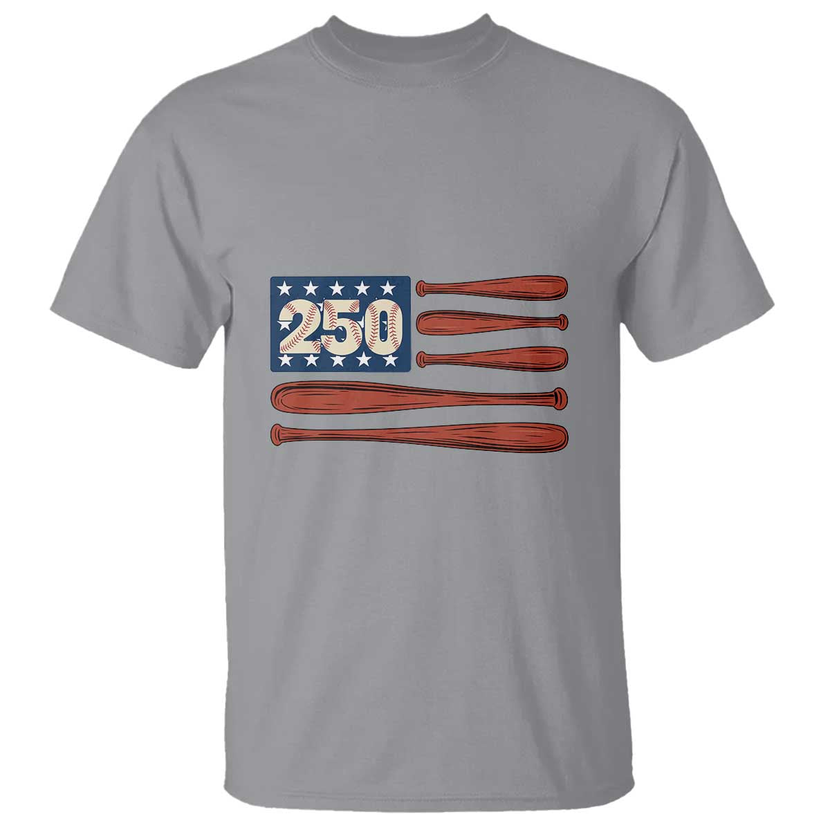USA Flag Baseball T Shirt 250th Anniversary Sports Gift TS12 Sport Gray Print Your Wear