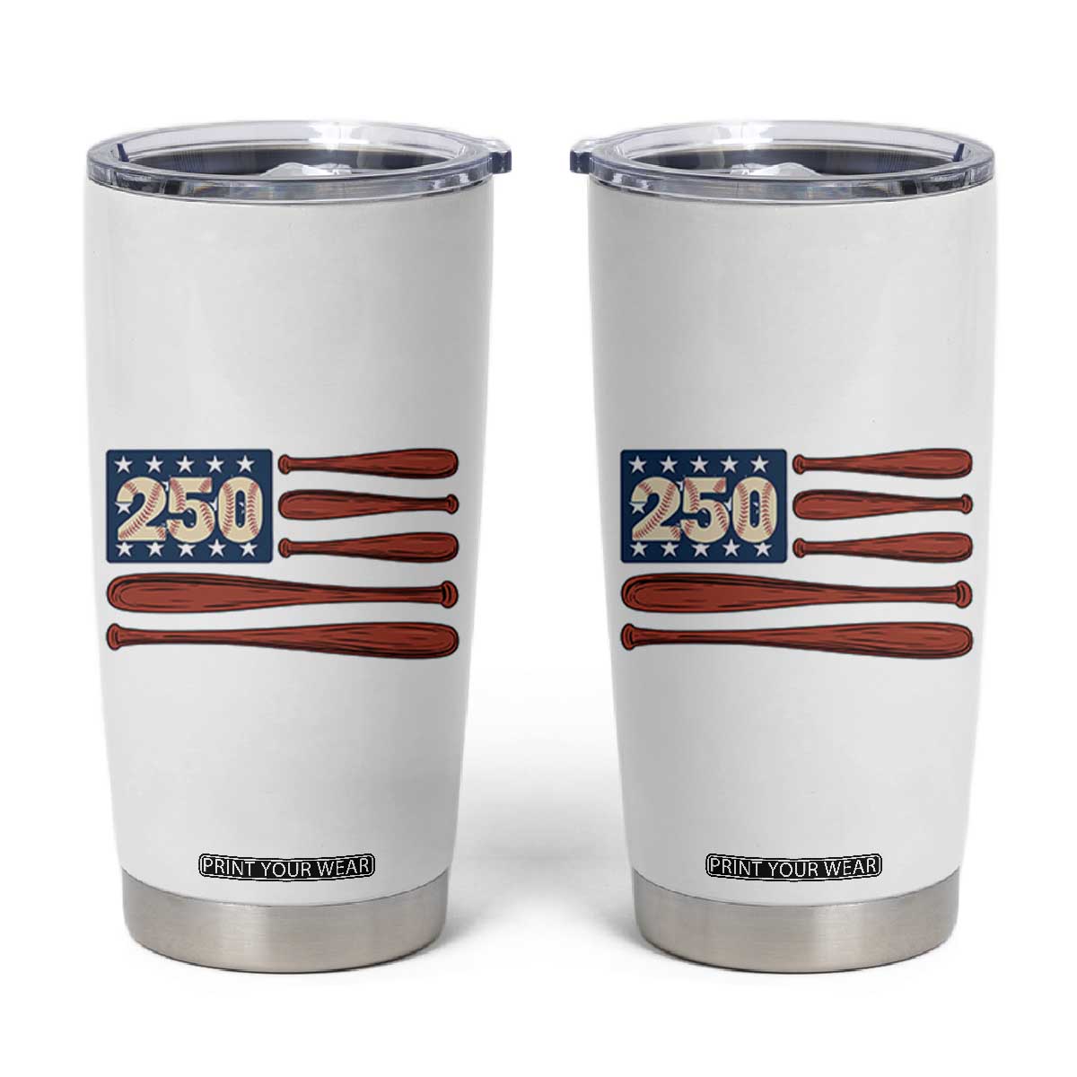 USA Flag Baseball Tumbler Cup 250th Anniversary Sports Gift TS12 White Print Your Wear