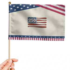 USA Flag Baseball Patriotic Handheld Flag 250th Anniversary Sports Gift TS12 Modern 8.2" × 5.5" Beige Blue Print Your Wear