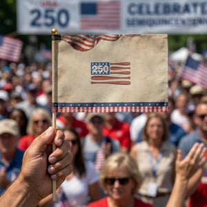 USA Flag Baseball Patriotic Handheld Flag 250th Anniversary Sports Gift TS12 Vintage 8.2" × 5.5" Rustic Tan Navy Print Your Wear