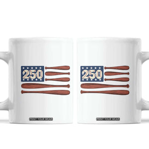 USA Flag Baseball Coffee Mug 250th Anniversary Sports Gift TS12 White Print Your Wear