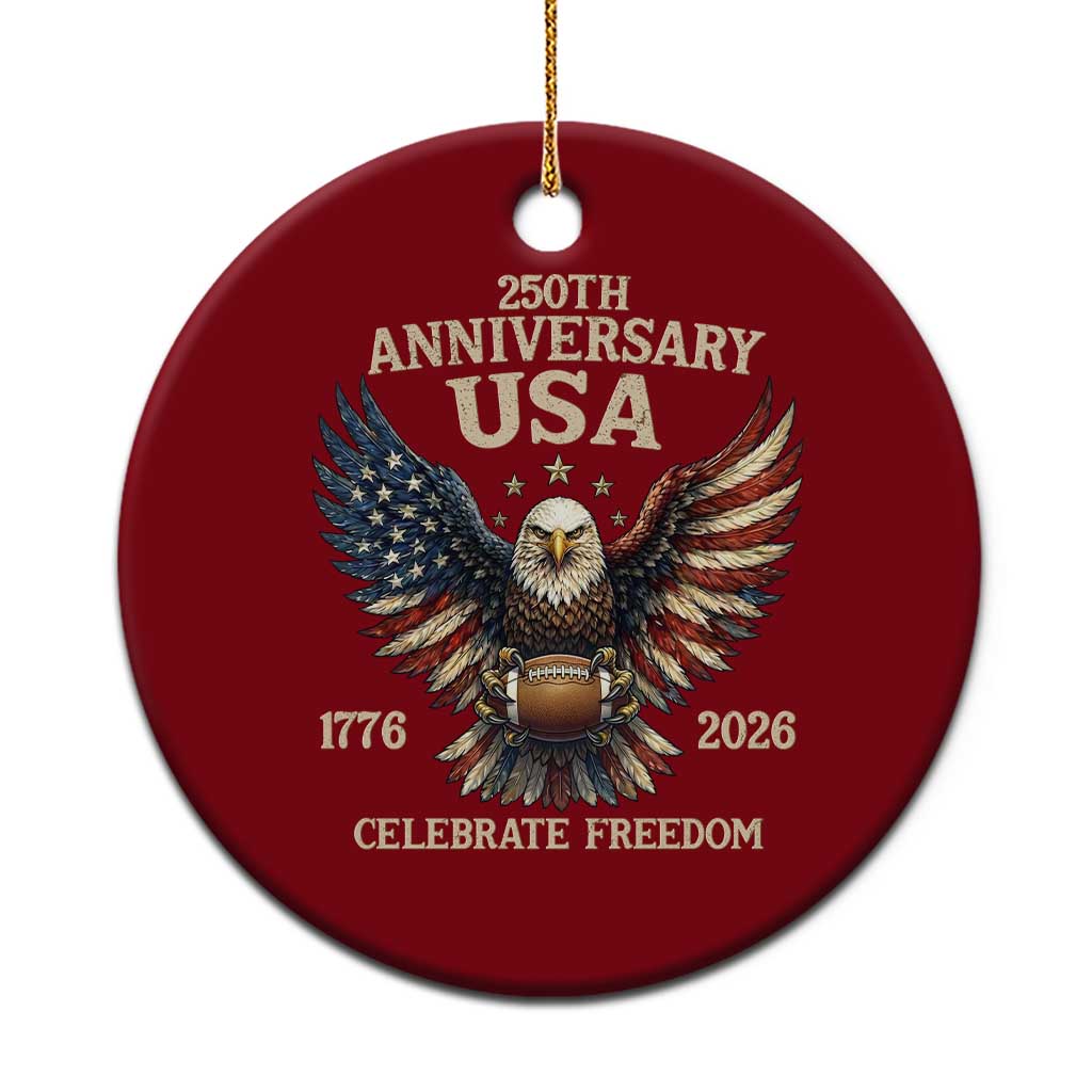 Patriotic Bald Eagle Football Ceramic Ornament USA 250th Anniversary Gift TS12 1pc Red Print Your Wear
