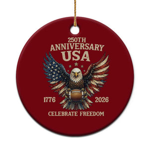 Patriotic Bald Eagle Football Ceramic Ornament USA 250th Anniversary Gift TS12 1pc Red Print Your Wear