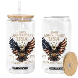 Patriotic Bald Eagle Football Glass Can USA 250th Anniversary Gift TS12 Print Your Wear