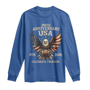 Patriotic Bald Eagle Football Long Sleeve Shirt USA 250th Anniversary Gift TS12 Royal Blue Print Your Wear