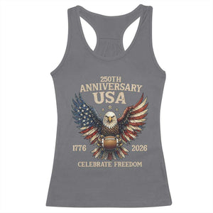 Patriotic Bald Eagle Football Racerback Tank Top USA 250th Anniversary Gift TS12 Charcoal Print Your Wear