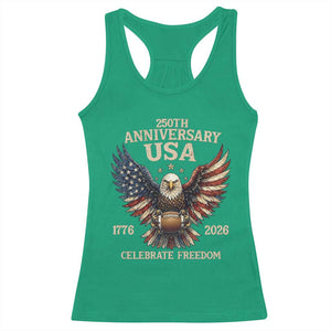 Patriotic Bald Eagle Football Racerback Tank Top USA 250th Anniversary Gift TS12 Irish Green Print Your Wear