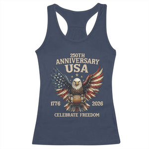 Patriotic Bald Eagle Football Racerback Tank Top USA 250th Anniversary Gift TS12 Navy Print Your Wear