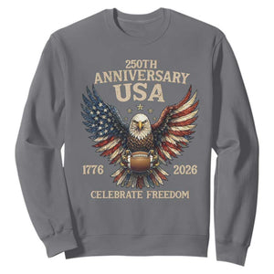 Patriotic Bald Eagle Football Sweatshirt USA 250th Anniversary Gift TS12 Charcoal Print Your Wear
