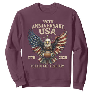 Patriotic Bald Eagle Football Sweatshirt USA 250th Anniversary Gift TS12 Maroon Print Your Wear