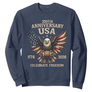 Patriotic Bald Eagle Football Sweatshirt USA 250th Anniversary Gift TS12 Navy Print Your Wear