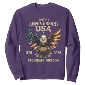 Patriotic Bald Eagle Football Sweatshirt USA 250th Anniversary Gift TS12 Purple Print Your Wear