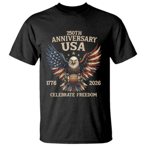Patriotic Bald Eagle Football T Shirt USA 250th Anniversary Gift TS12 Black Print Your Wear