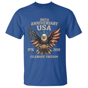 Patriotic Bald Eagle Football T Shirt USA 250th Anniversary Gift TS12 Royal Blue Print Your Wear