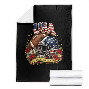 Patriotic Floral Baseball Throw Blanket USA 250th Anniversary Gift TS12 Black Print Your Wear