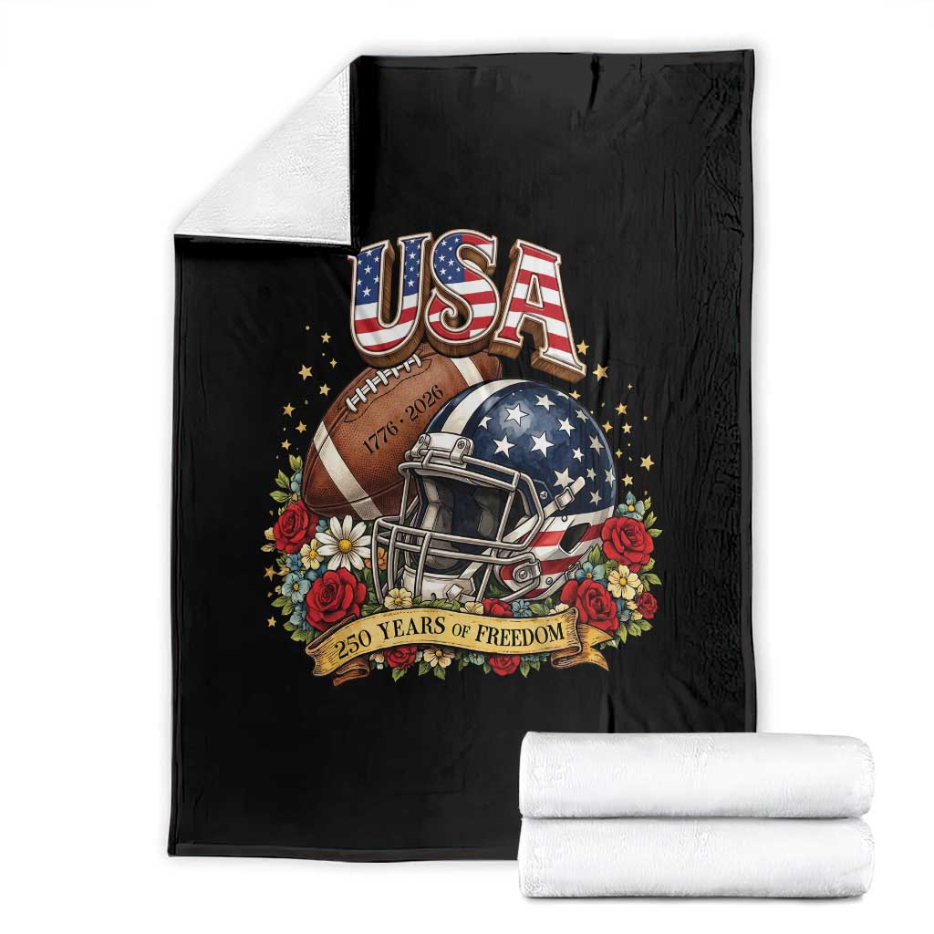 Patriotic Floral Baseball Throw Blanket USA 250th Anniversary Gift TS12 Black Print Your Wear