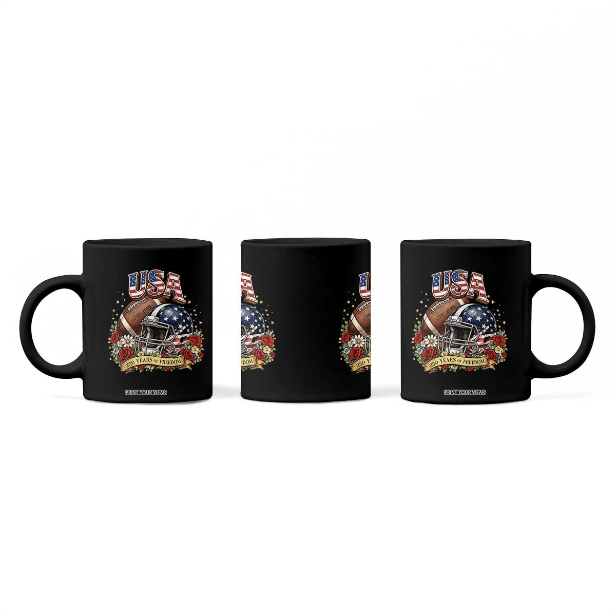 Patriotic Floral Baseball Coffee Mug USA 250th Anniversary Gift TS12 Print Your Wear