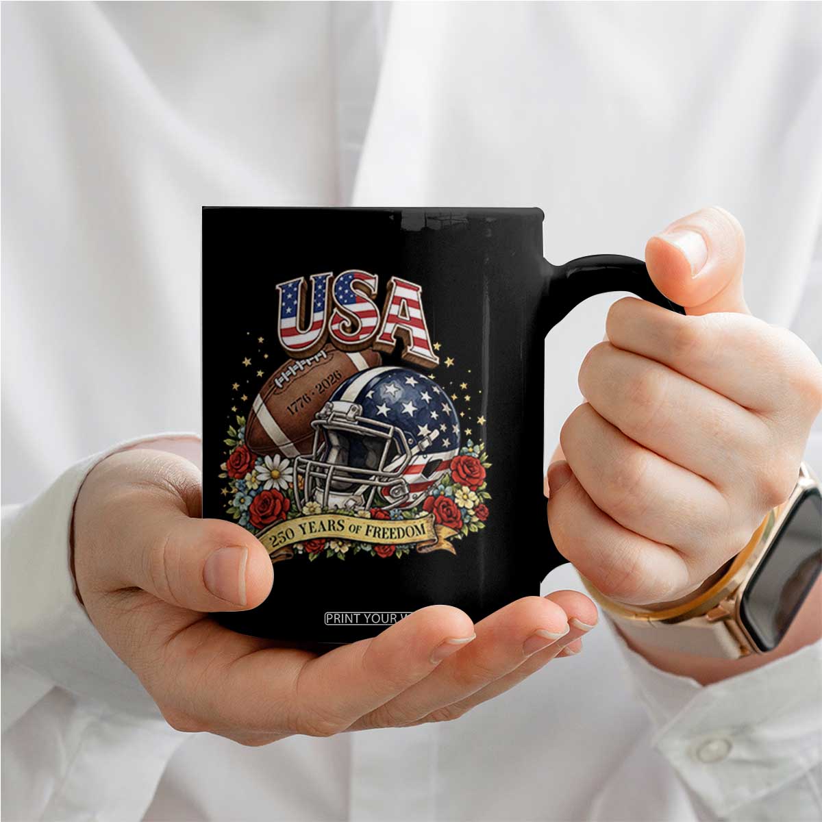 Patriotic Floral Baseball Coffee Mug USA 250th Anniversary Gift TS12 Print Your Wear