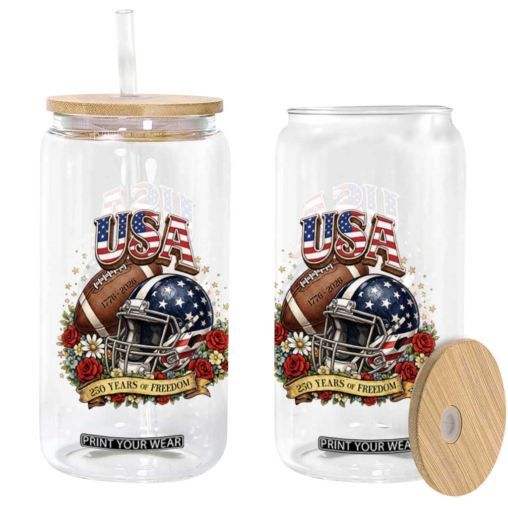 Patriotic Floral Baseball Glass Can USA 250th Anniversary Gift TS12 Print Your Wear