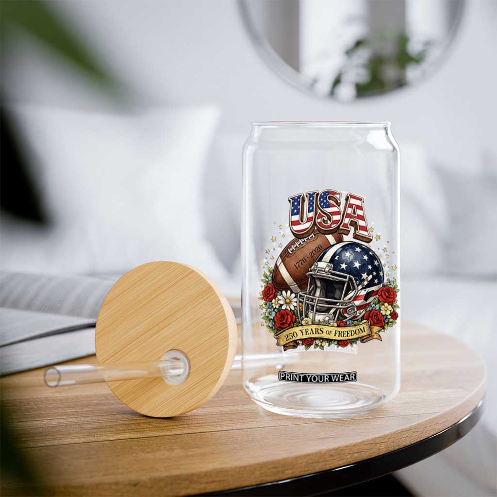 Patriotic Floral Baseball Glass Can USA 250th Anniversary Gift TS12 Print Your Wear