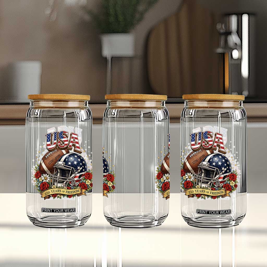 Patriotic Floral Baseball Glass Can USA 250th Anniversary Gift TS12 Print Your Wear