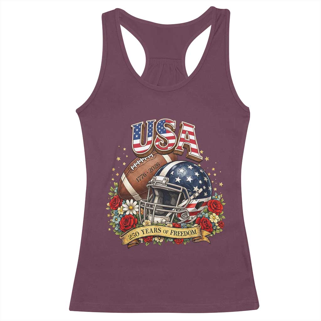 Patriotic Floral Baseball Racerback Tank Top USA 250th Anniversary Gift TS12 Maroon Print Your Wear