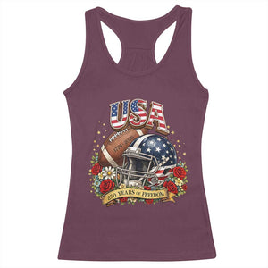 Patriotic Floral Baseball Racerback Tank Top USA 250th Anniversary Gift TS12 Maroon Print Your Wear