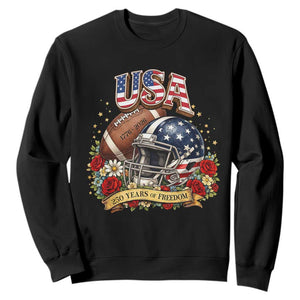 Patriotic Floral Baseball Sweatshirt USA 250th Anniversary Gift TS12 Black Print Your Wear